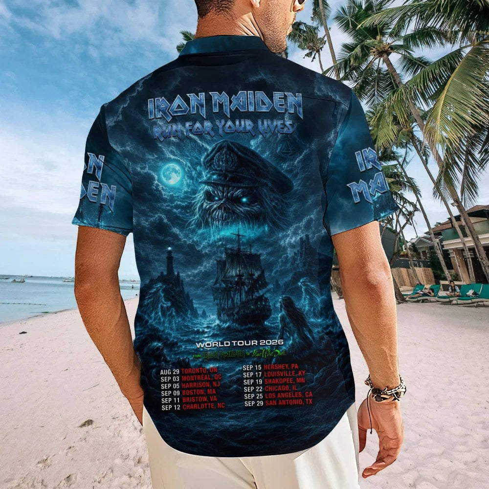 Iron Maiden 2026 World Tour Short Sleeve Button-Down Shirt – TMTHU8765