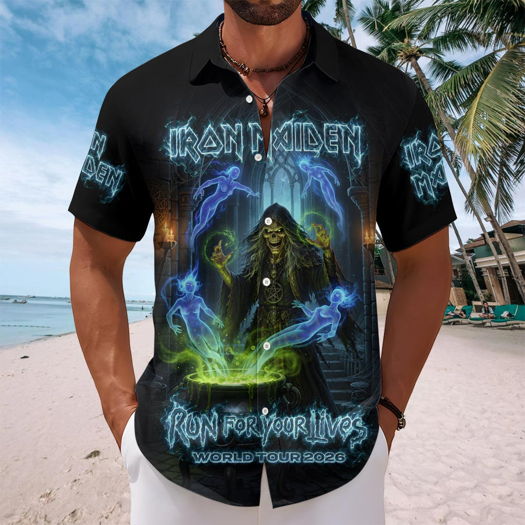 Iron Maiden 2026 World Tour Short Sleeve Button-Down Shirt – HOATT19552