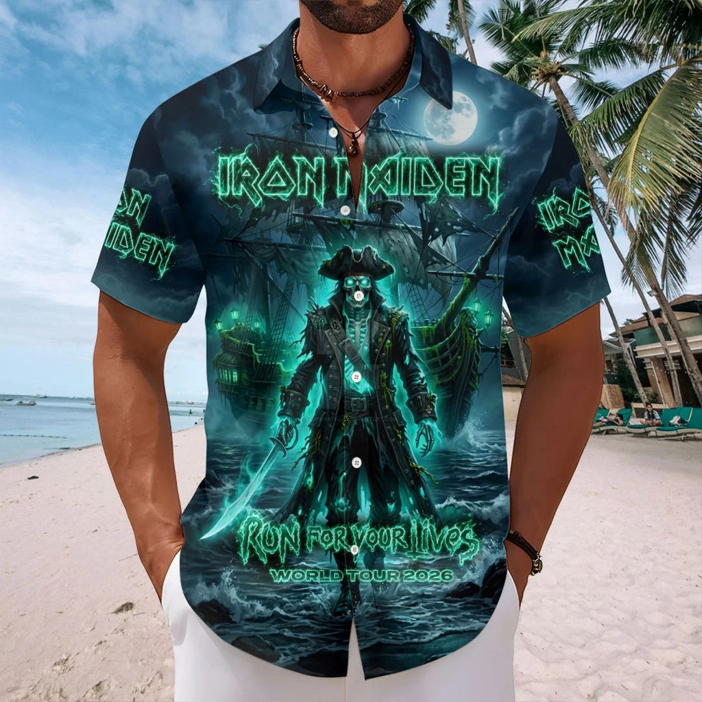Iron Maiden 2026 World Tour Short Sleeve Button-Down Shirt – HOATT20613