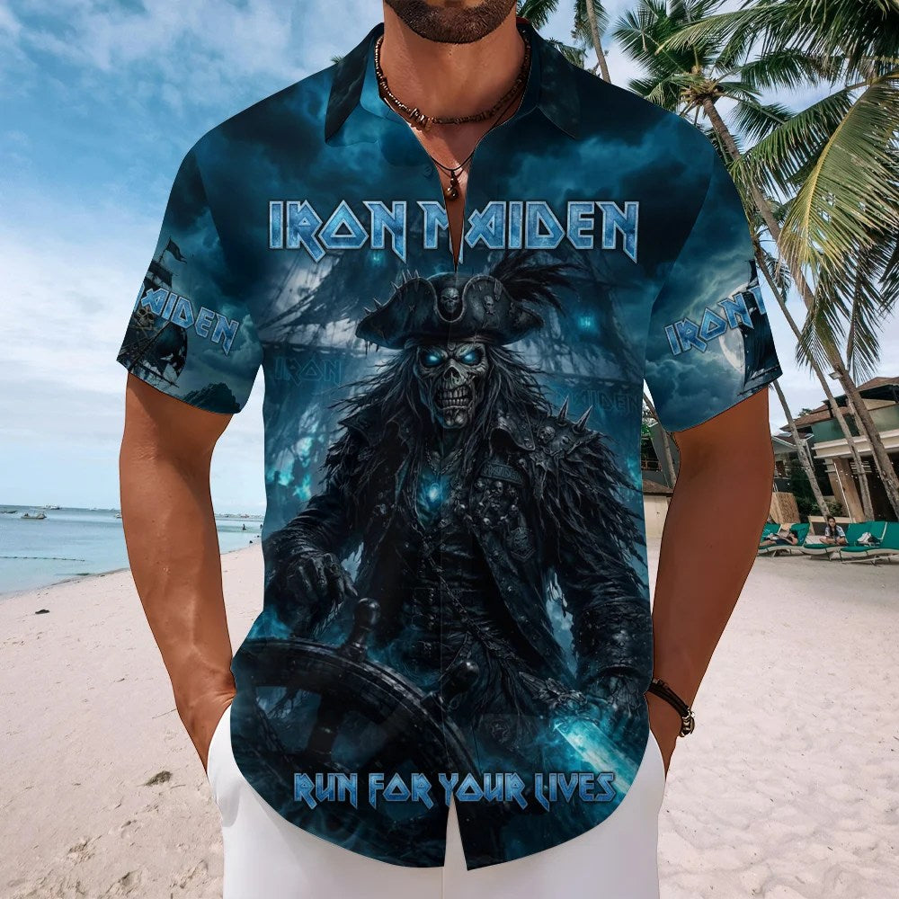 Iron Maiden 2026 World Tour Short Sleeve Button-Down Shirt – TMTHU8750