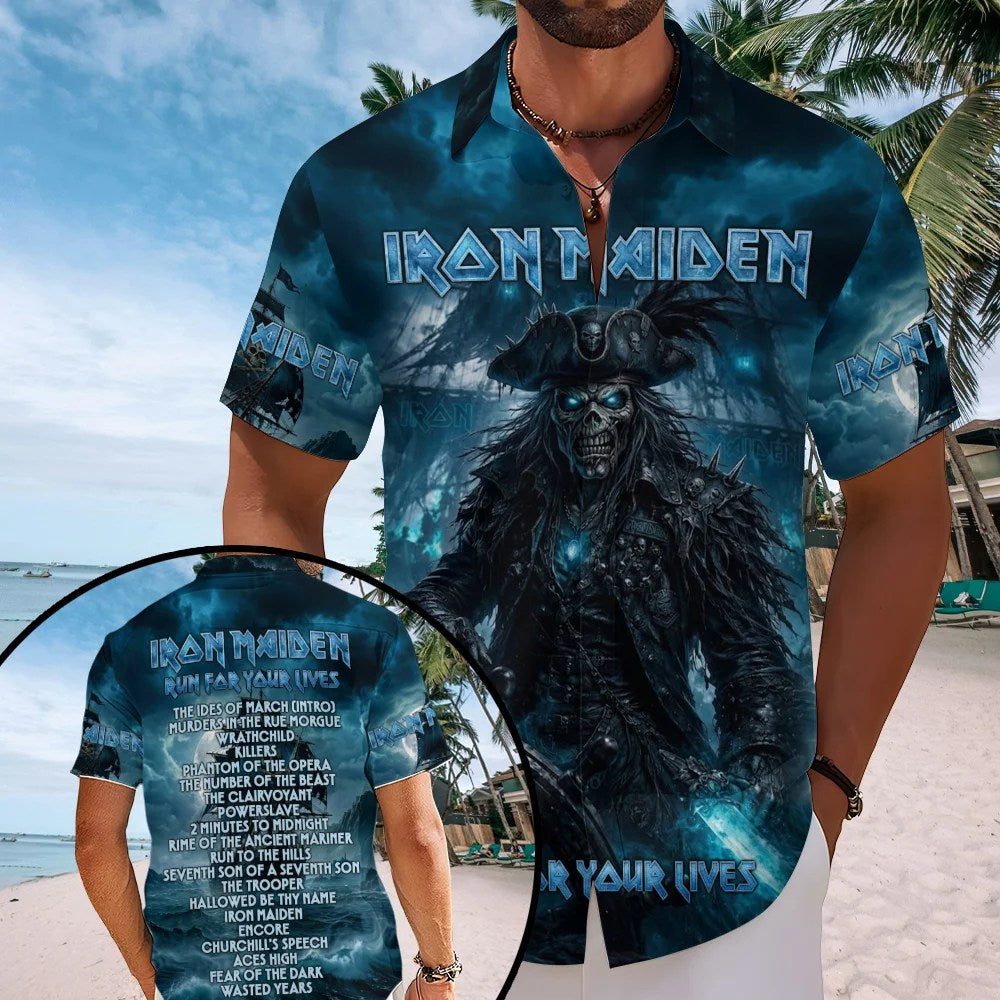 Iron Maiden 2026 World Tour Short Sleeve Button-Down Shirt – TMTHU8750