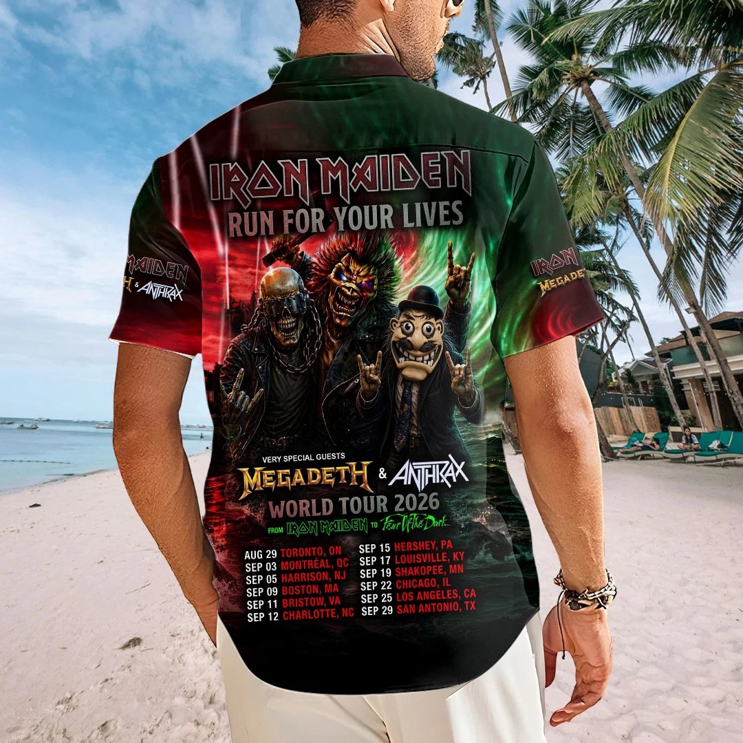 Iron Maiden 2026 World Tour Short Sleeve Button-Down Shirt – TMTHU9074