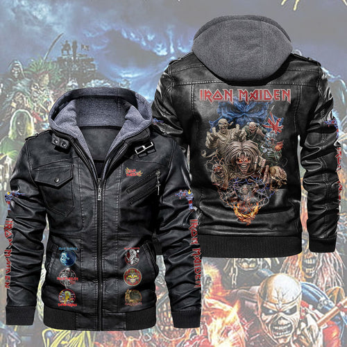 Iron Maiden 2D Leather Hooded Jacket – TMTHU4805