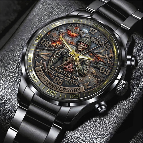 Iron Maiden: A Matter of Life and Death 20th Anniversary Black Stainless Steel Watch – TMTHU8871