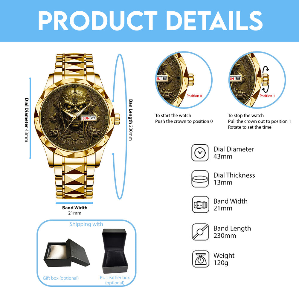 Iron Maiden Alloy Luxury Quartz Watch – GNE 3986