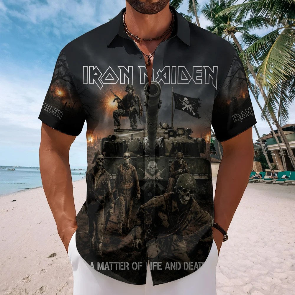 Iron Maiden Short Sleeve Button-Down Shirt – TMTHU8662
