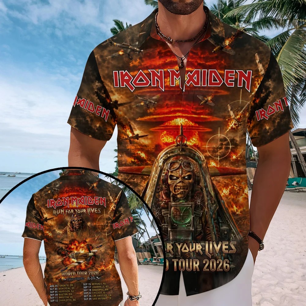 Iron Maiden Short Sleeve Button-Down Shirt – TMTHU8678