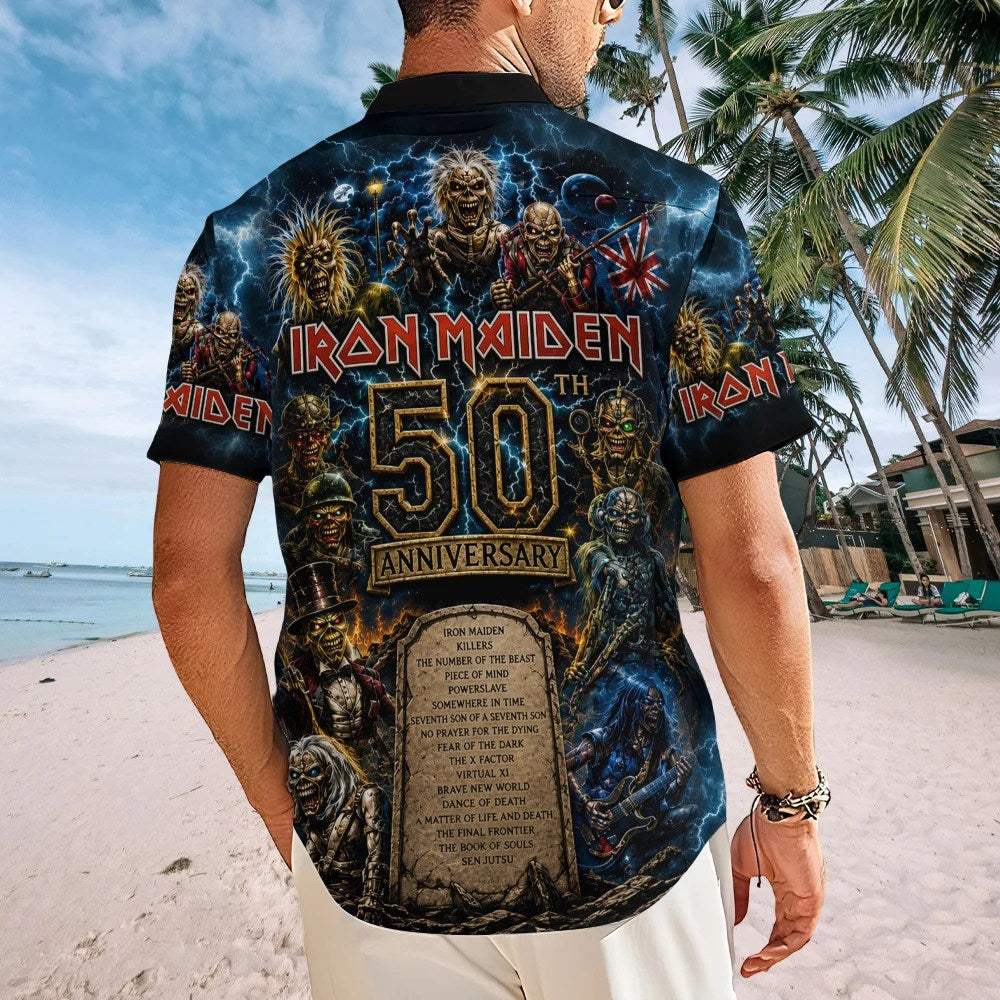 Iron Maiden Short Sleeve Button-Down Shirt – TMTHU8728