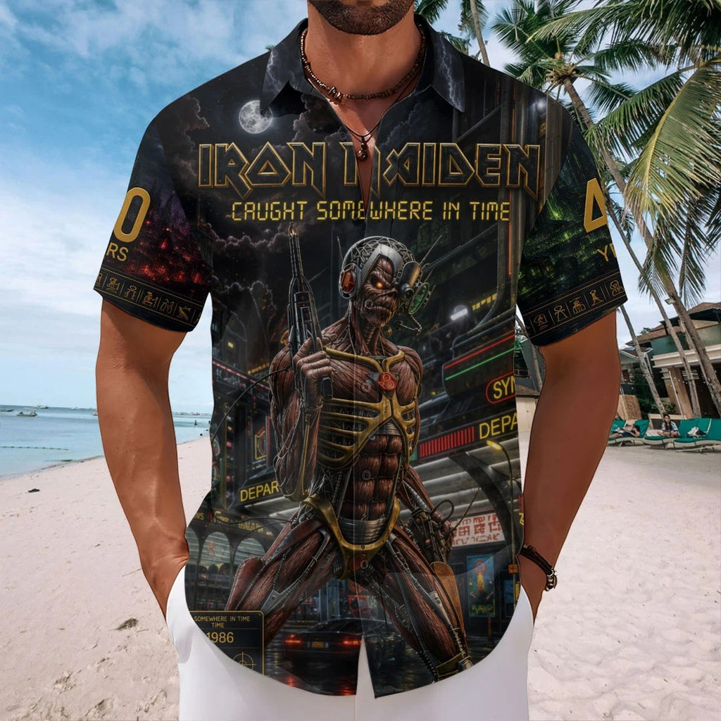 Iron Maiden Short Sleeve Button-Down Shirt – TMTHU8953