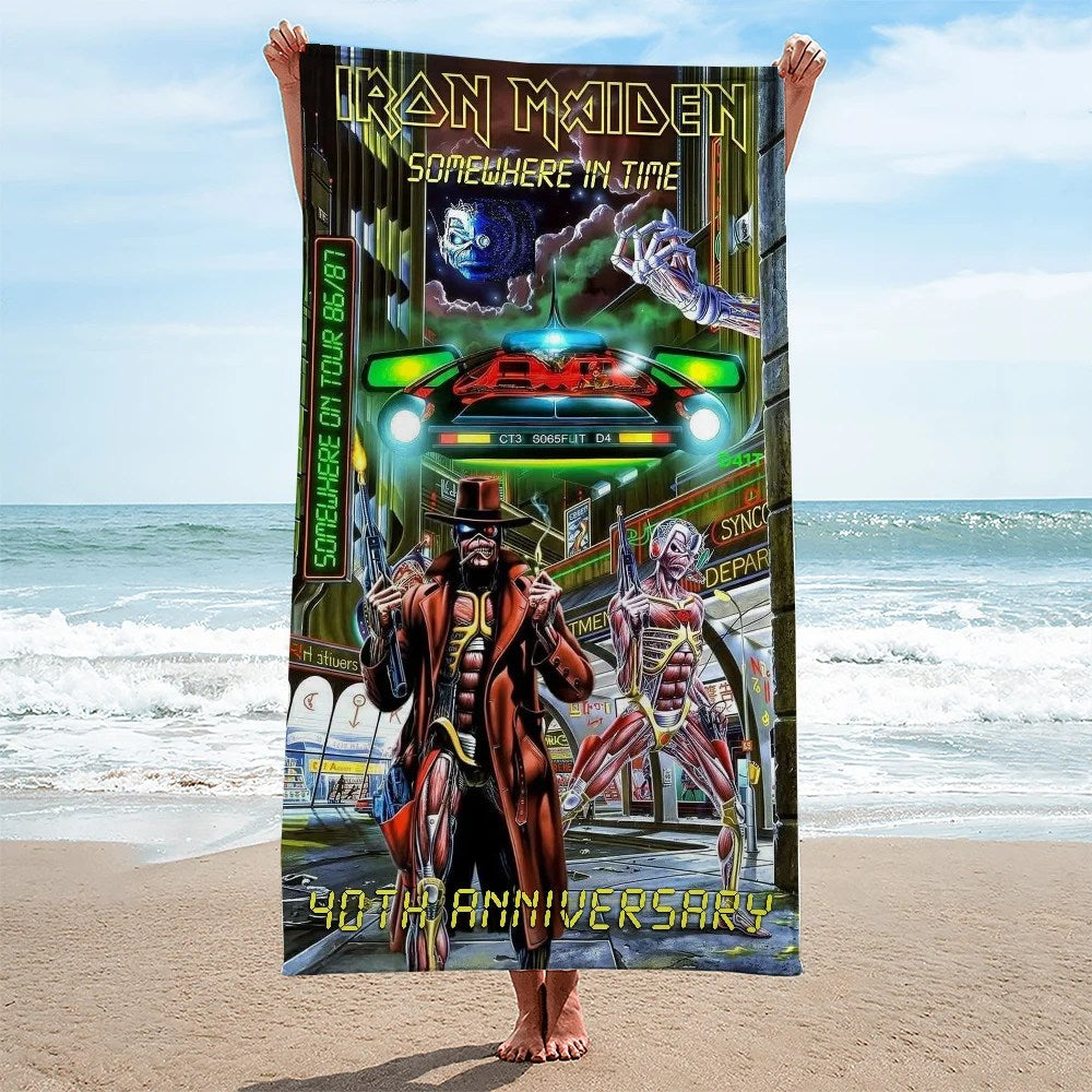 Iron Maiden: Somewhere In Time 40th Anniversary Rectangle Beach Towel – TMTHU9119