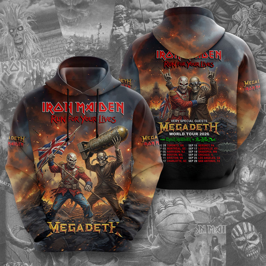Iron Maiden x Megadeth 2026 World Tour 3D Apparel – TMTHU7031