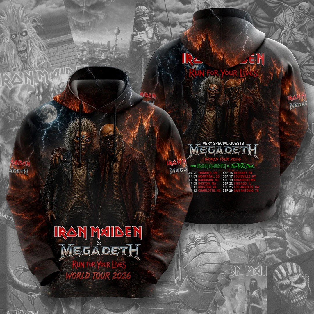 Iron Maiden x Megadeth 2026 World Tour 3D Apparel – TMTHU8909