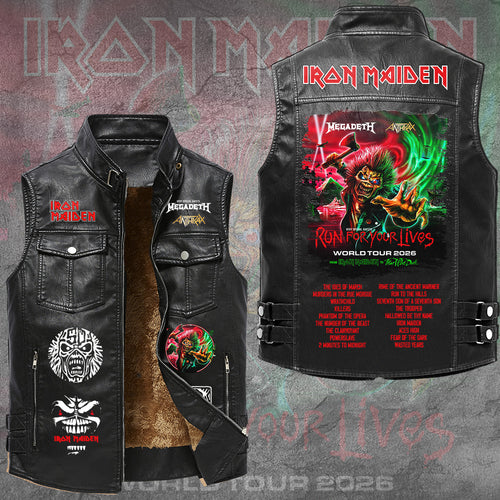 Iron Maiden 2026 World Tour Premium 2D Sleeveless Leather Vest – GNE6714