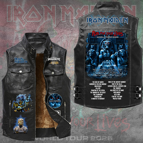 Iron Maiden 2026 World Tour Premium 2D Sleeveless Leather Vest – GNE6753