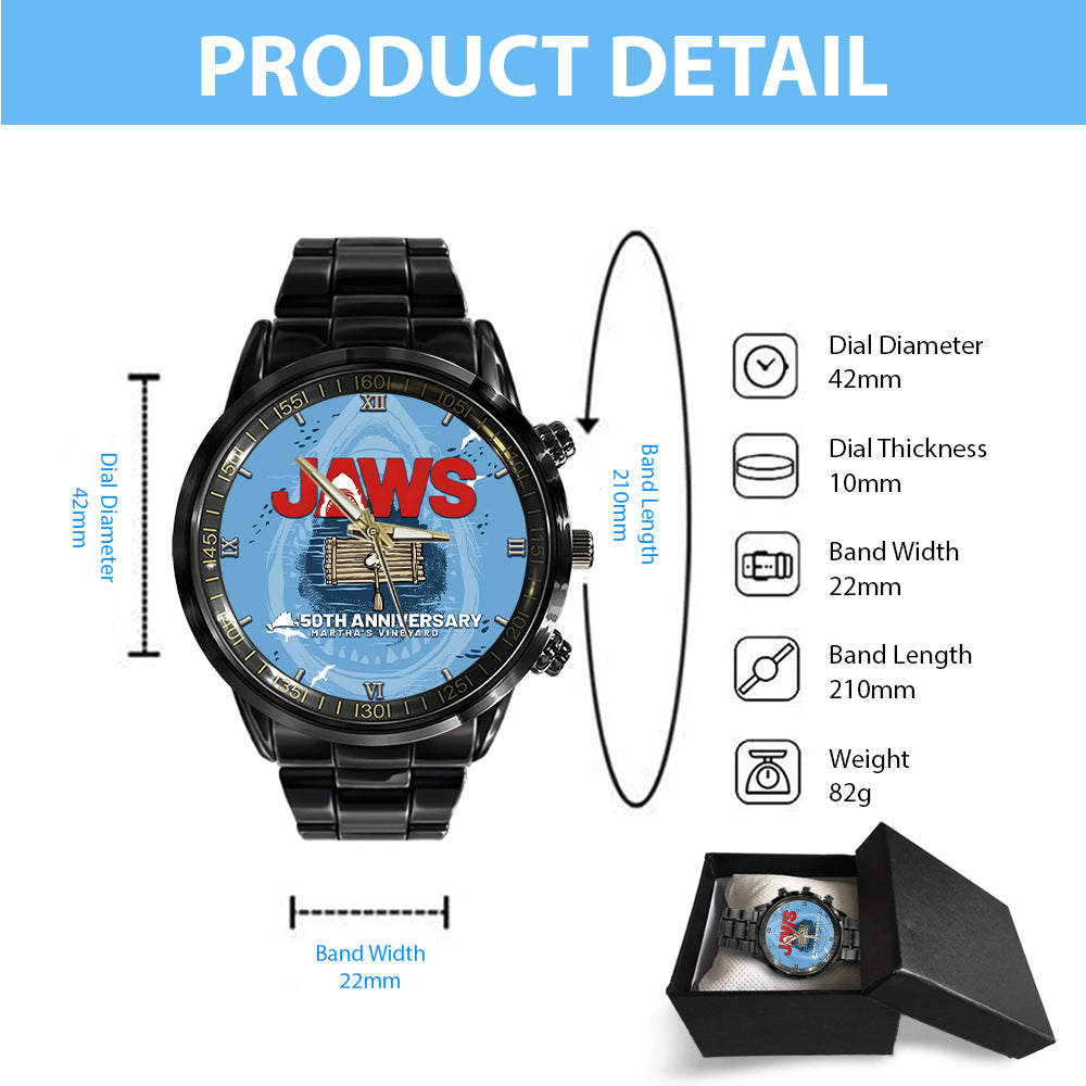 Jaws Black Stainless Steel Watch – GNE NEW332