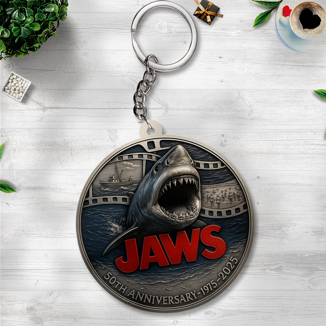 Jaws 50th Anniversary Custom Shape 2-Side Printed Keychain – TMTHU456