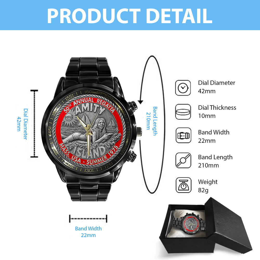 Jaws 50 Years Anniversary Black Stainless Steel Watch – TANTN16992