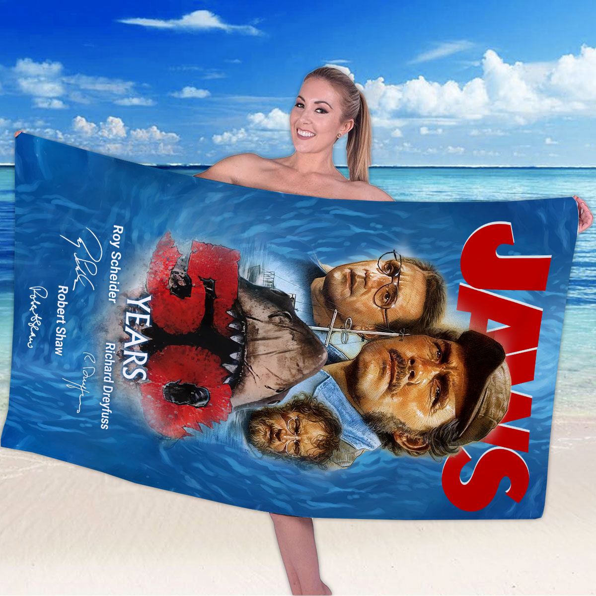 Jaws Rectangle Beach Towel – HOATT 11106