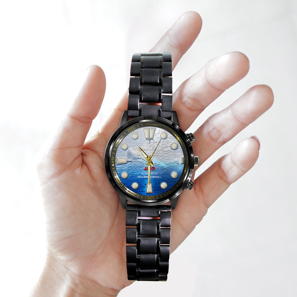 Jaws Black Stainless Steel Watch – TANTN 14191
