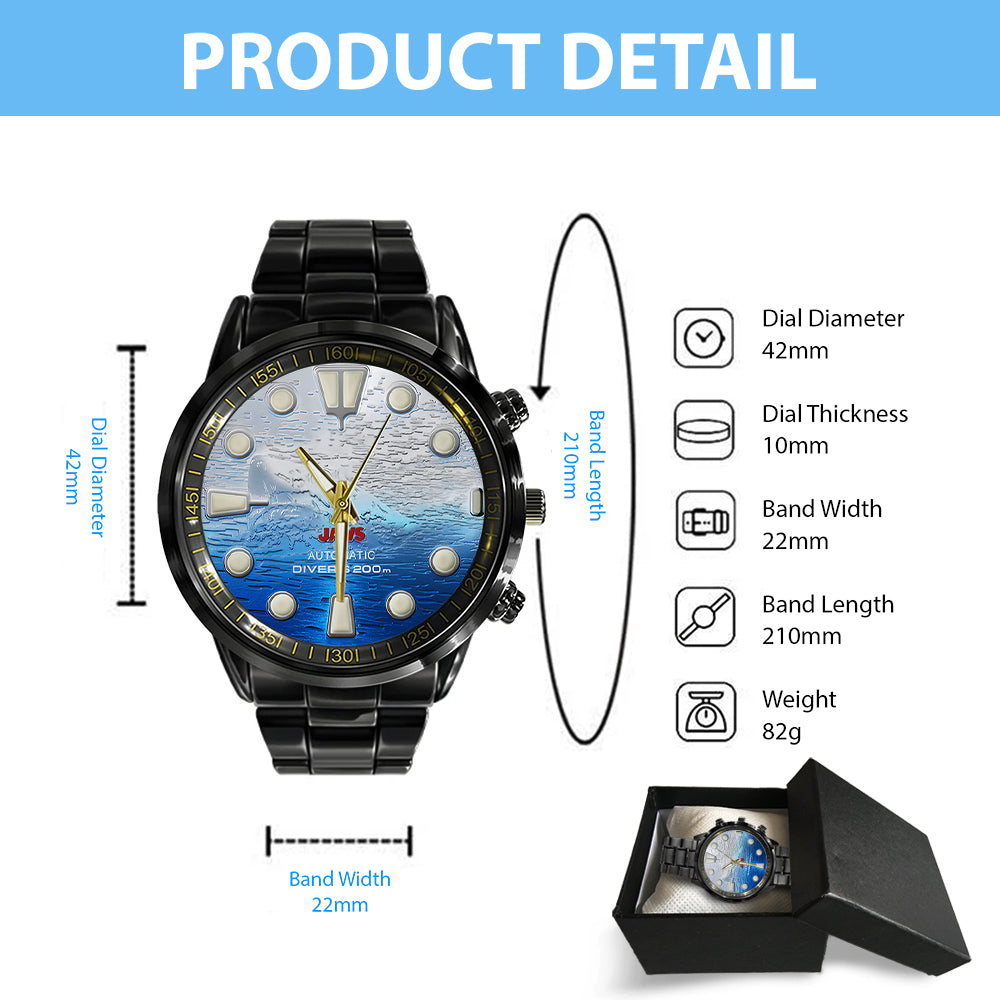 Jaws Black Stainless Steel Watch – TANTN 14191