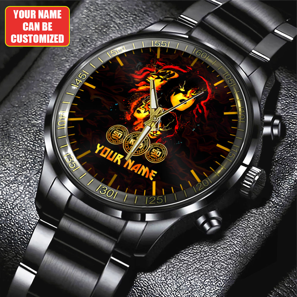 Personalized KISS Black Stainless Steel Watch – HUANNM 4876