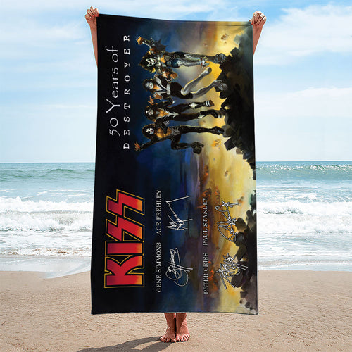 KISS Destroyer 50th Anniversary 2026 Rectangle Beach Towel – TMTHU4476