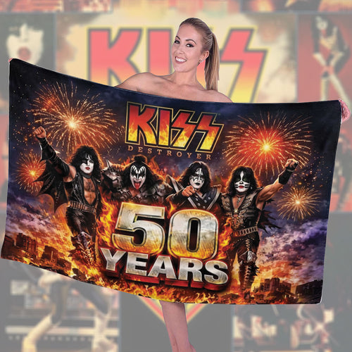 KISS Destroyer 50th Anniversary Rectangle Beach Towel – TMTHU6871