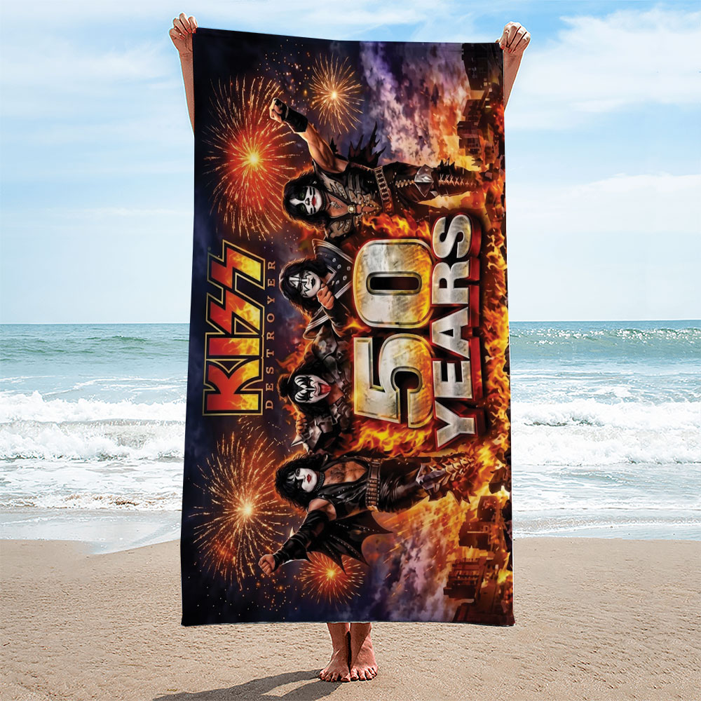 KISS Destroyer 50th Anniversary Rectangle Beach Towel – TMTHU6871