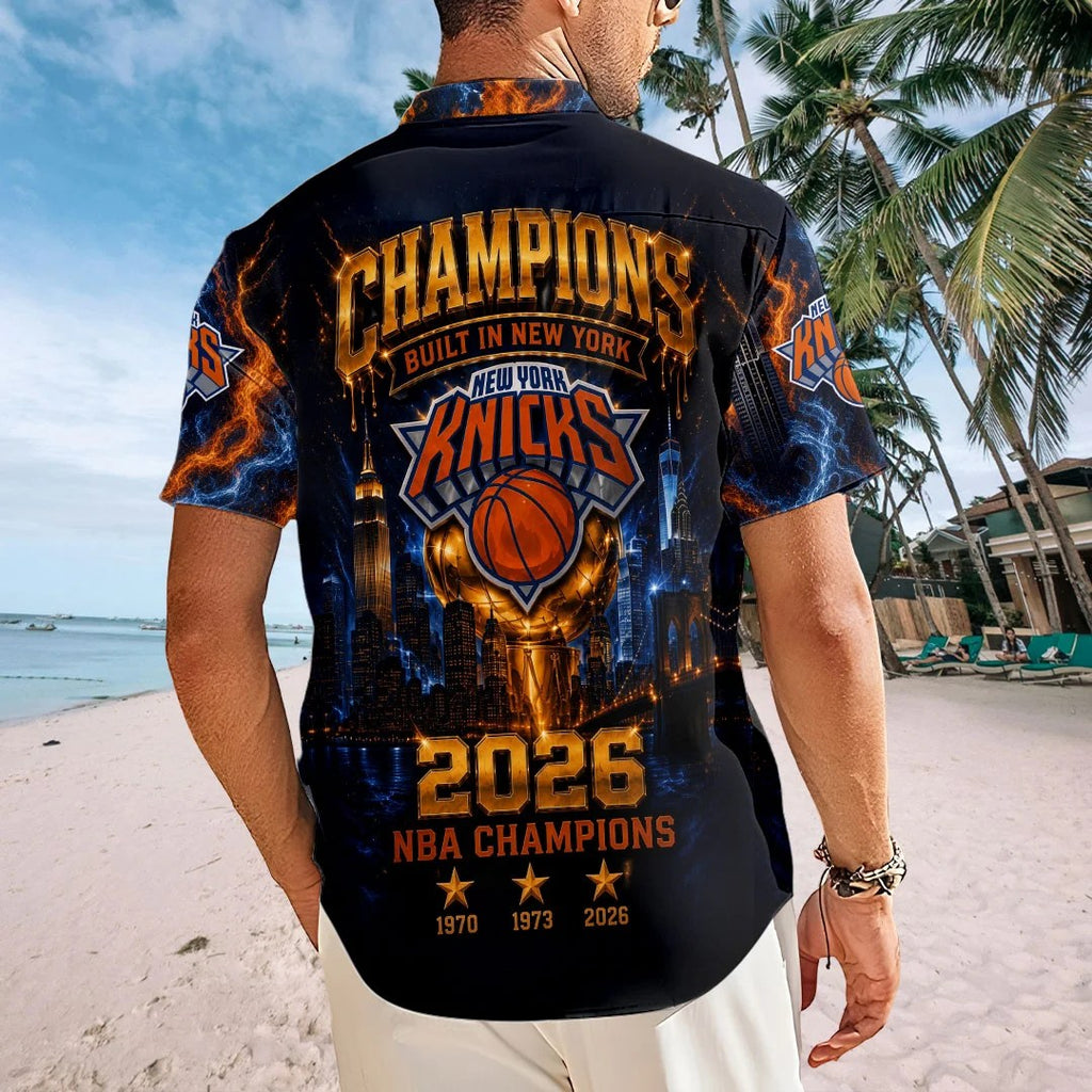 New York Knicks NBA Champions 2026 Short Sleeve Button-Down Shirt – TMTHU8917