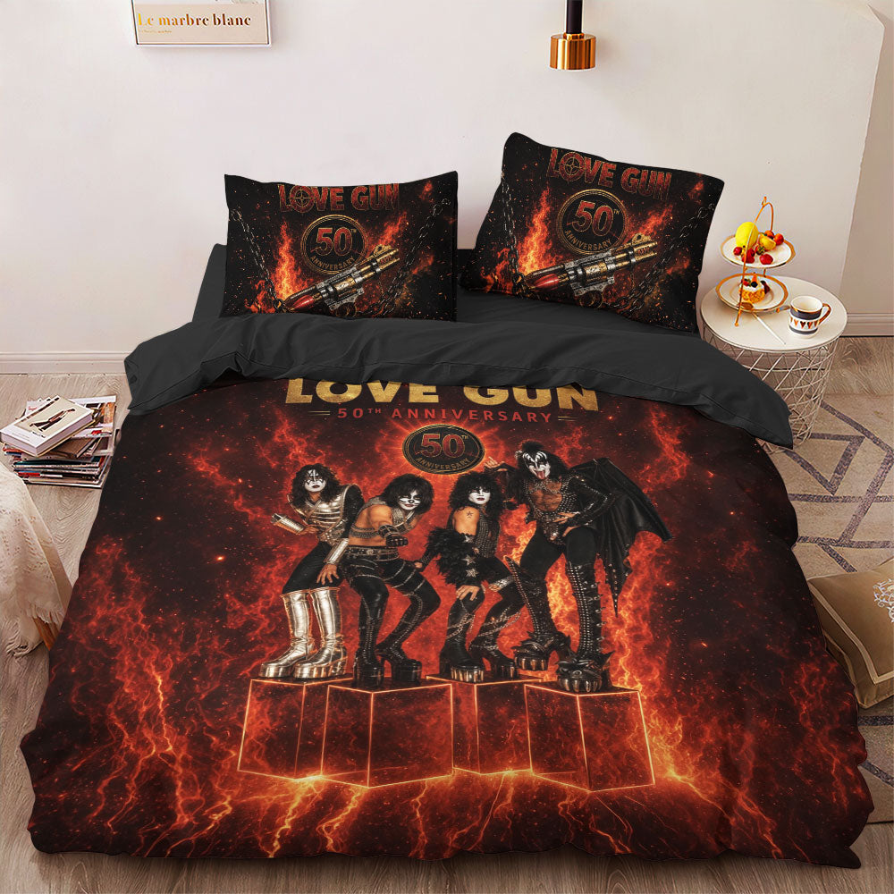 KISS Lovegun 50th Anniversary 3-Piece Duvet Bedding Set – TMTHU8027