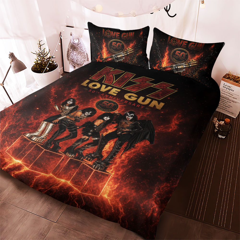 KISS Lovegun 50th Anniversary 3-Piece Duvet Bedding Set – TMTHU8027