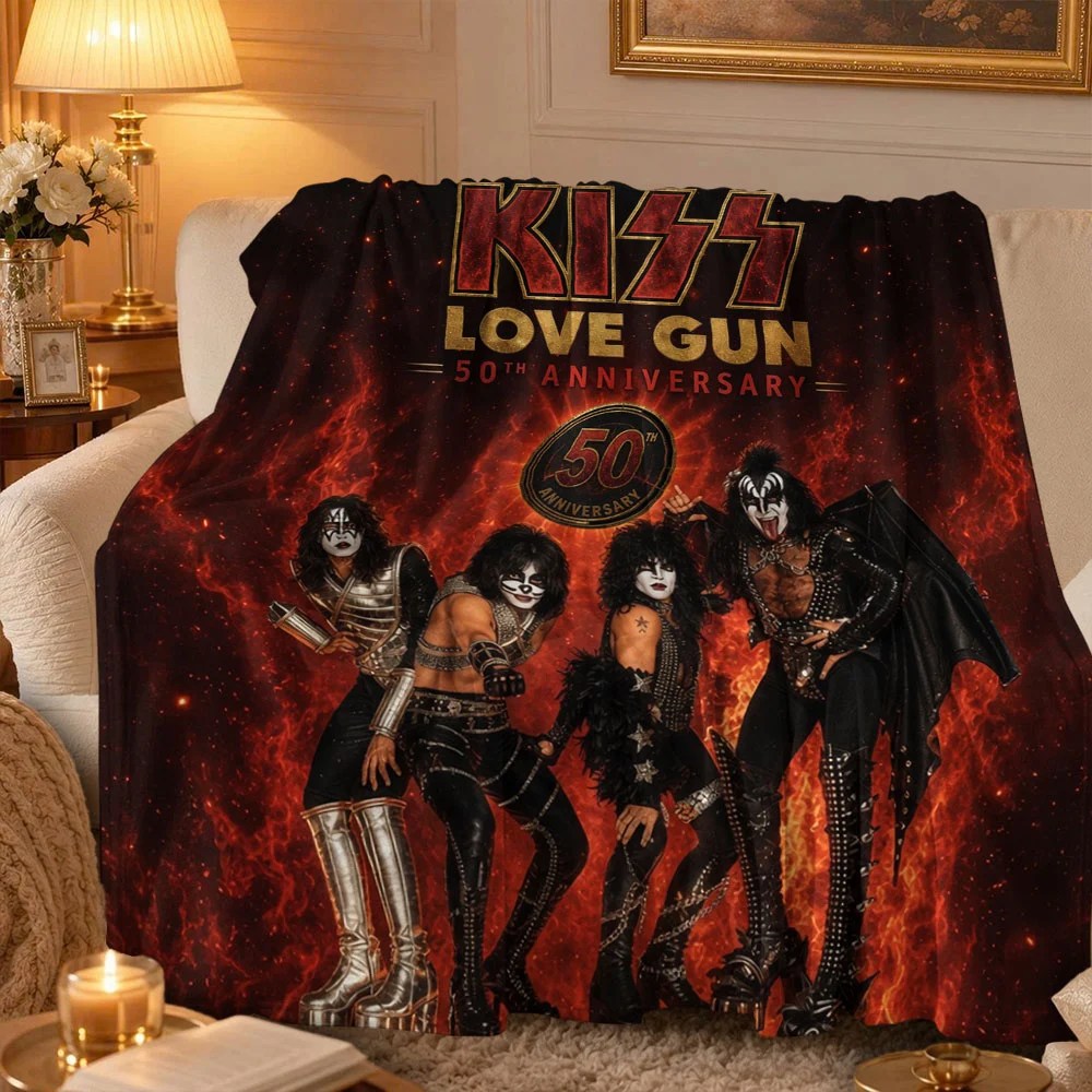 KISS Lovegun 50th Anniversary Fleece Blanket – TMTHU8644