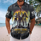 KISS Lovegun 50th Anniversary Short Sleeve Button-Down Shirt – TMTHU7972