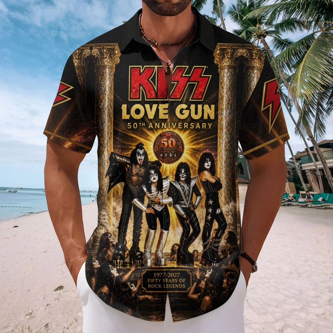 KISS Short Sleeve Button-Down Shirt – TMTHU9143