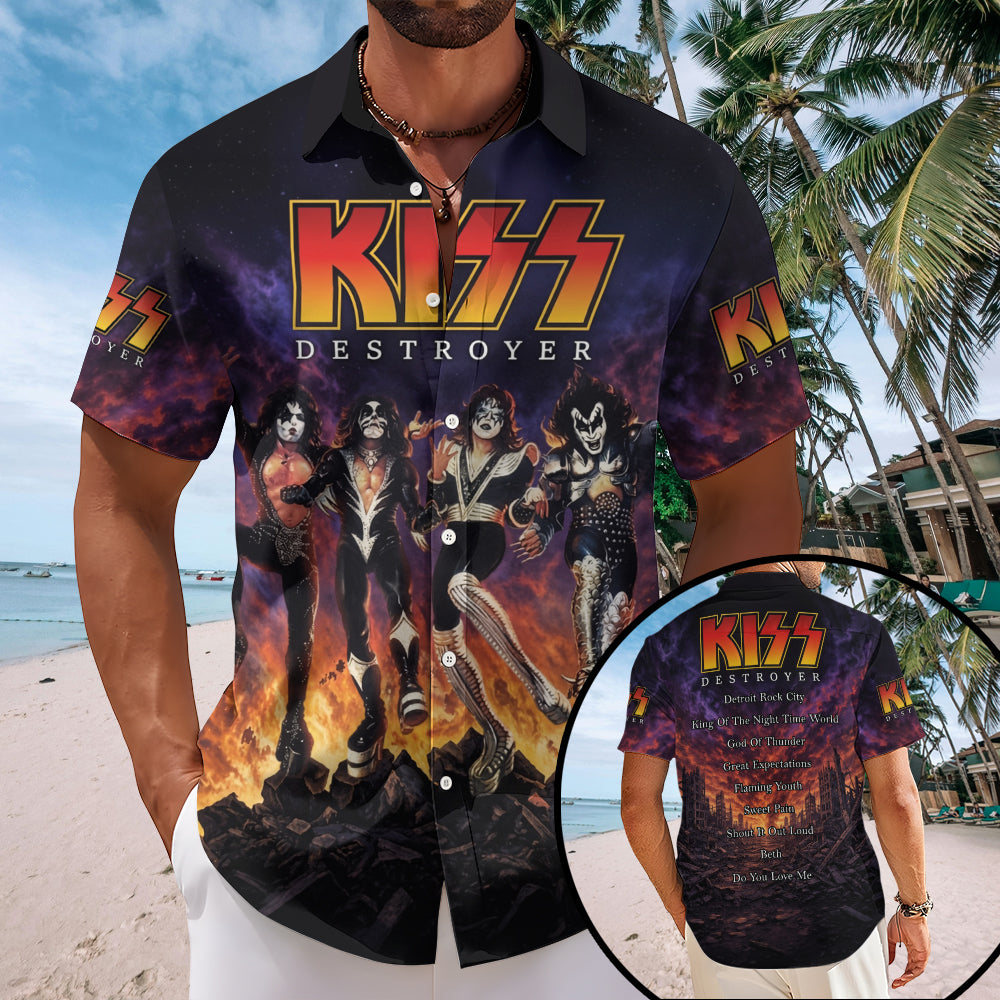 KISS Short Sleeve Button-Down Shirt – TMTHU7539