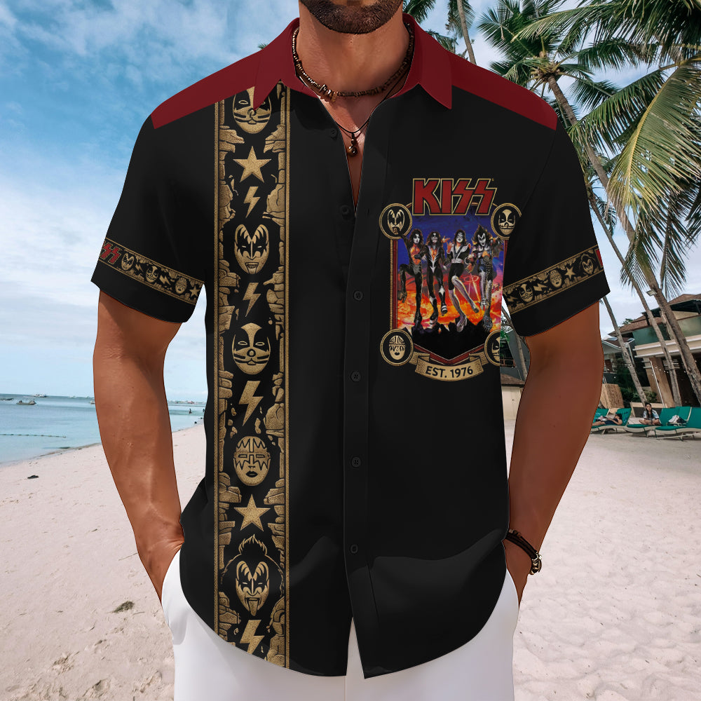 KISS Short Sleeve Button-Down Shirt – TMTHU7964