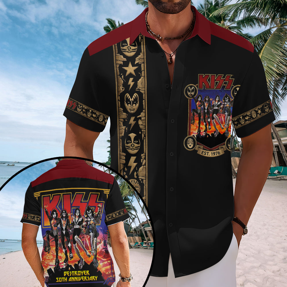 KISS Short Sleeve Button-Down Shirt – TMTHU7964
