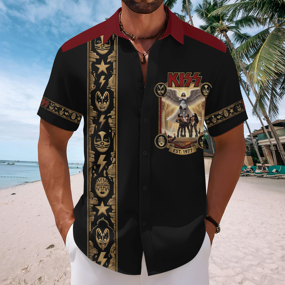 KISS Short Sleeve Button-Down Shirt – TMTHU7965