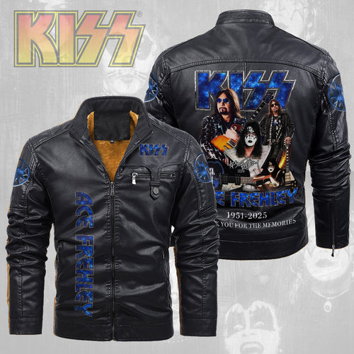 KISS x Ace Frehley 2D Leather Yellow Fleece Jacket – TMTHU1818