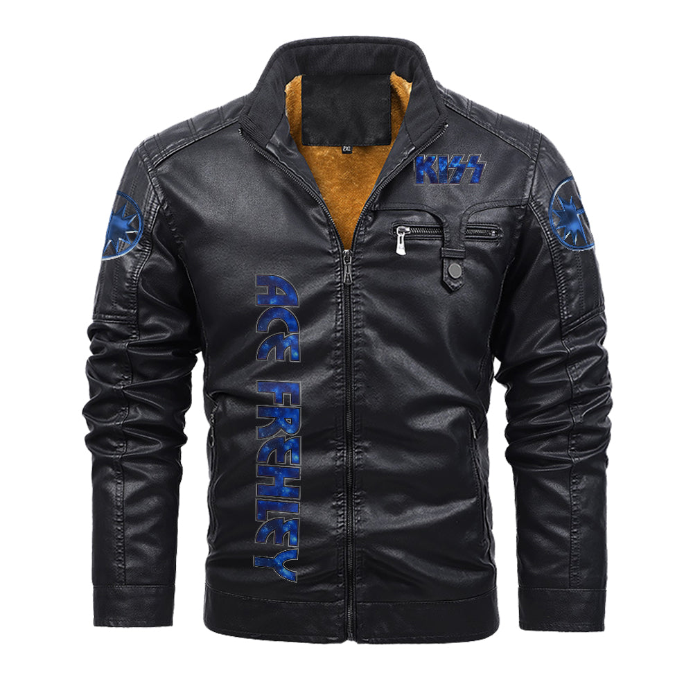 KISS x Ace Frehley 2D Leather Yellow Fleece Jacket – TMTHU1818