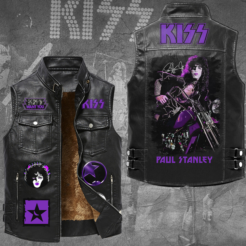 KISS x Paul Stanley Premium 2D Sleeveless Leather Vest – GNE6761