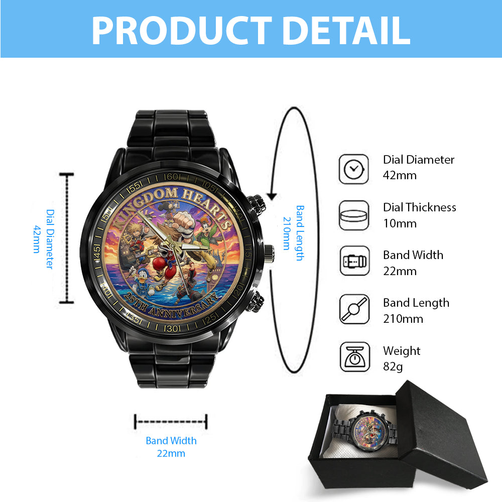 Kingdom Hearts 25th Anniversary Black Stainless Steel Watch – TMTHU7525