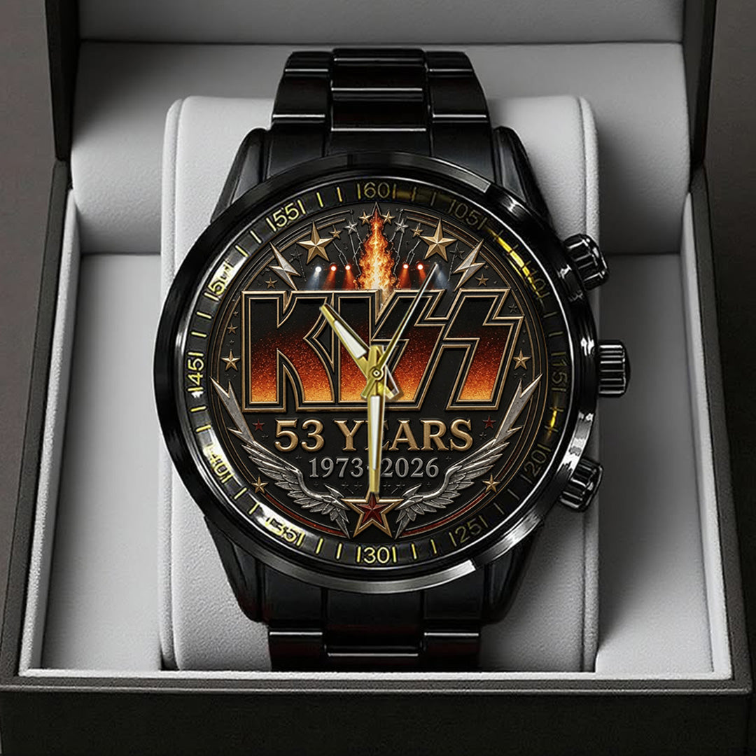 KISS 53 Years Anniversary Black Stainless Steel Watch – TANTN24554