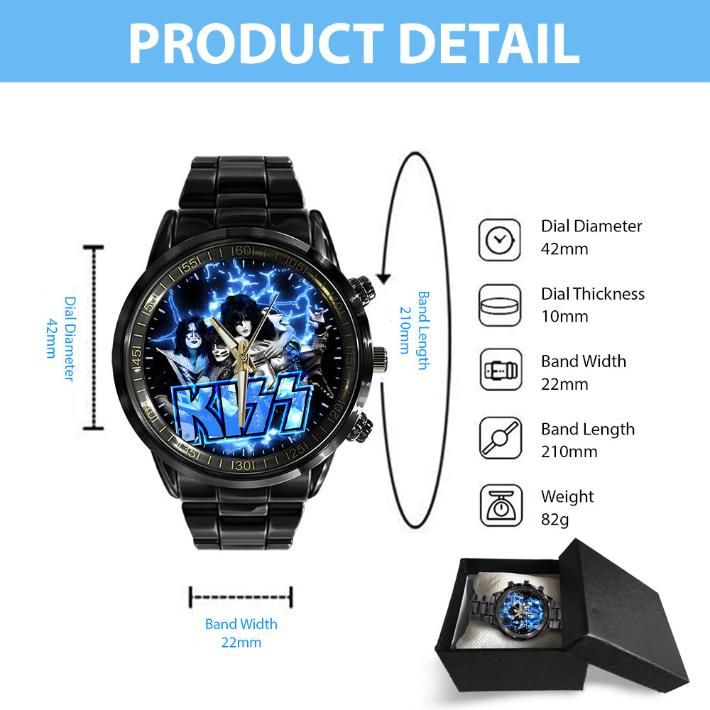 KISS Black Stainless Steel Watch – MAITM 7460
