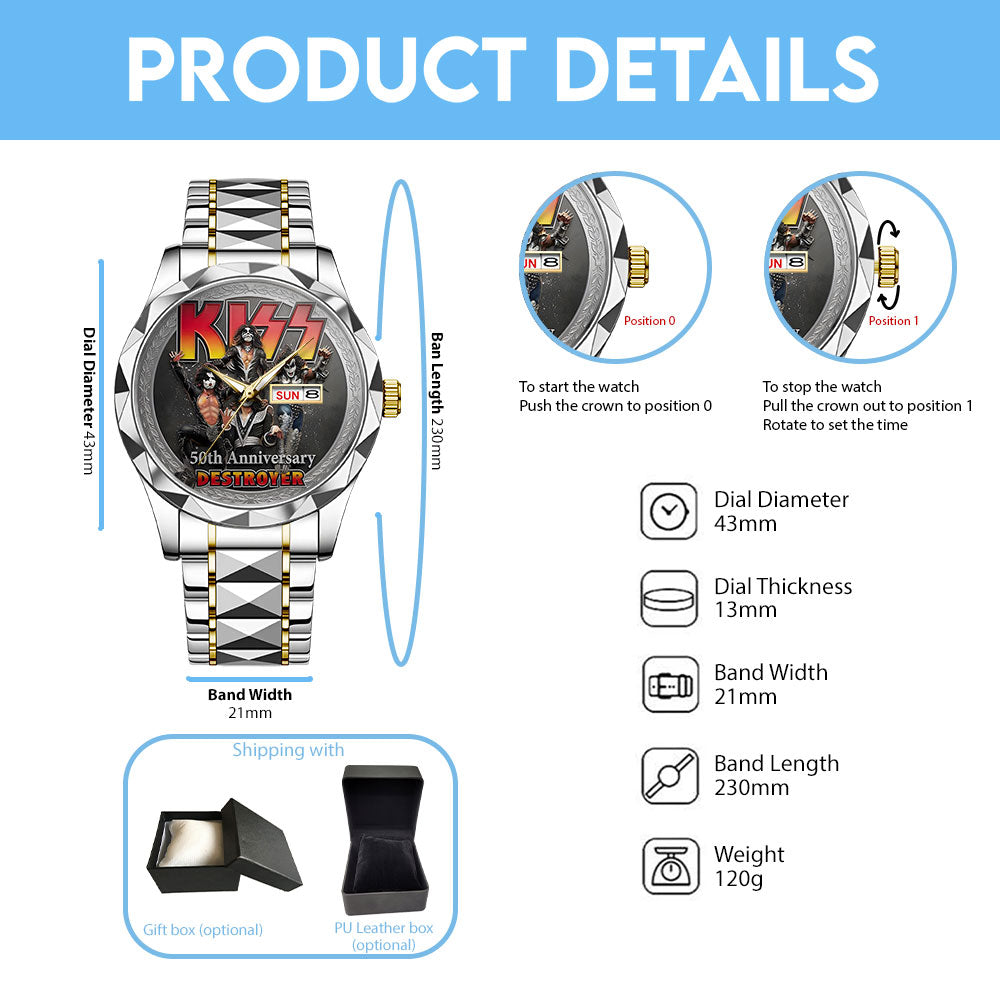 KISS Destroyer 50th Anniversary Alloy Luxury Quartz Watch – TANTN22424