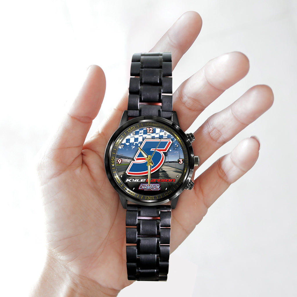 Kyle Larson 2025 NASCAR Cup Series Champion Black Stainless Steel Watch – TANTN18543