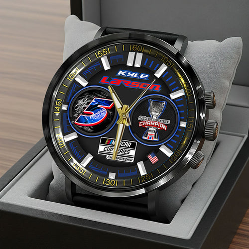Kyle Larson 2025 NASCAR Cup Series Champion Black Stainless Steel Watch – HOATT14409