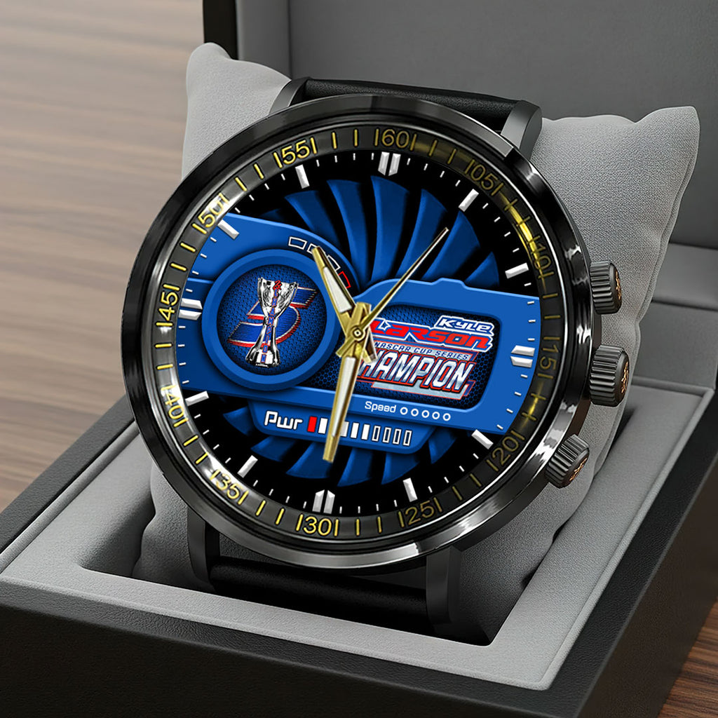 Kyle Larson 2025 NASCAR Cup Series Champion Black Stainless Steel Watch – HOATT14410