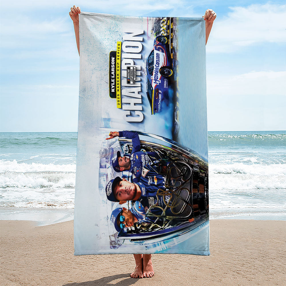 Kyle Larson 2025 NASCAR Cup Series Champions Rectangle Beach Towel – TMTHU1880