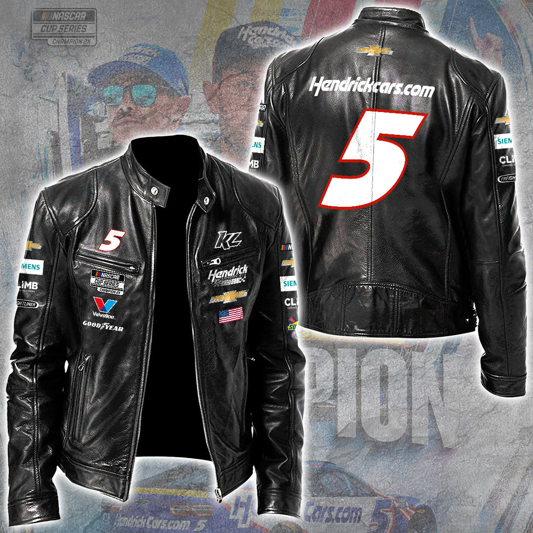 Kyle Larson 2025 NASCAR Cup Series Champion Motorcycle Leather Jacket – GNE5028